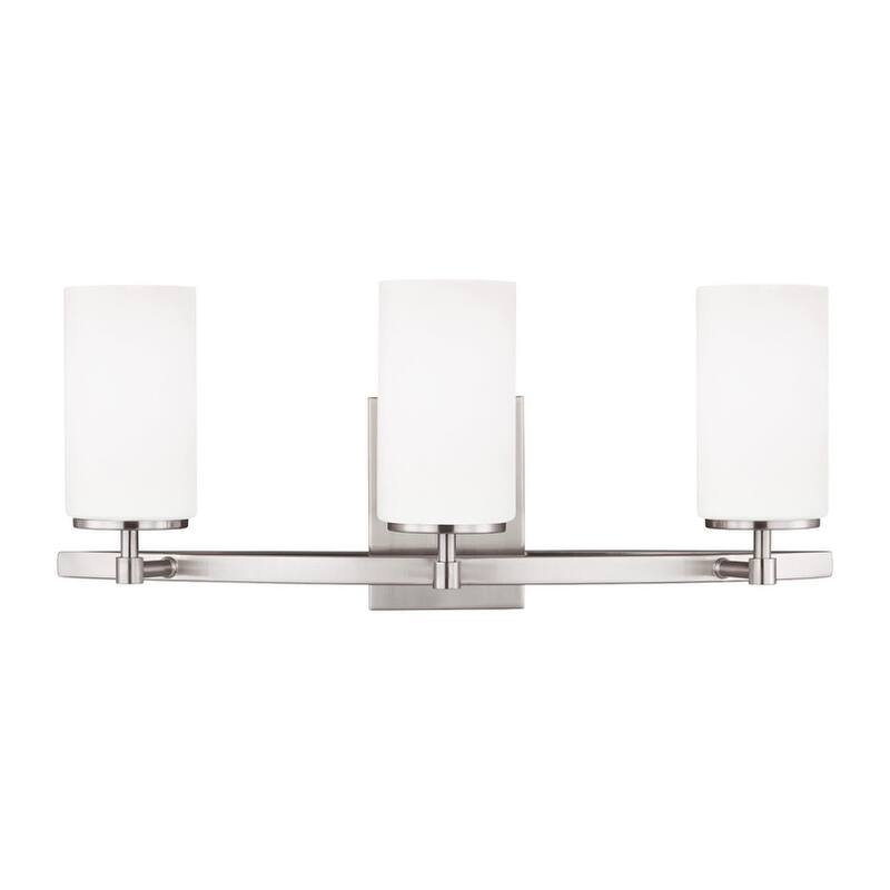 Bellevue Kenney 3 Light 22" Wide Vanity Light with Etched Glass Shade - Brushed Nickel