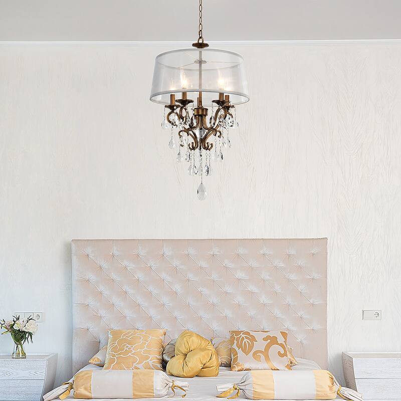 KAWOTI 6-Light Drum Glass Chandelier Pendant Lights