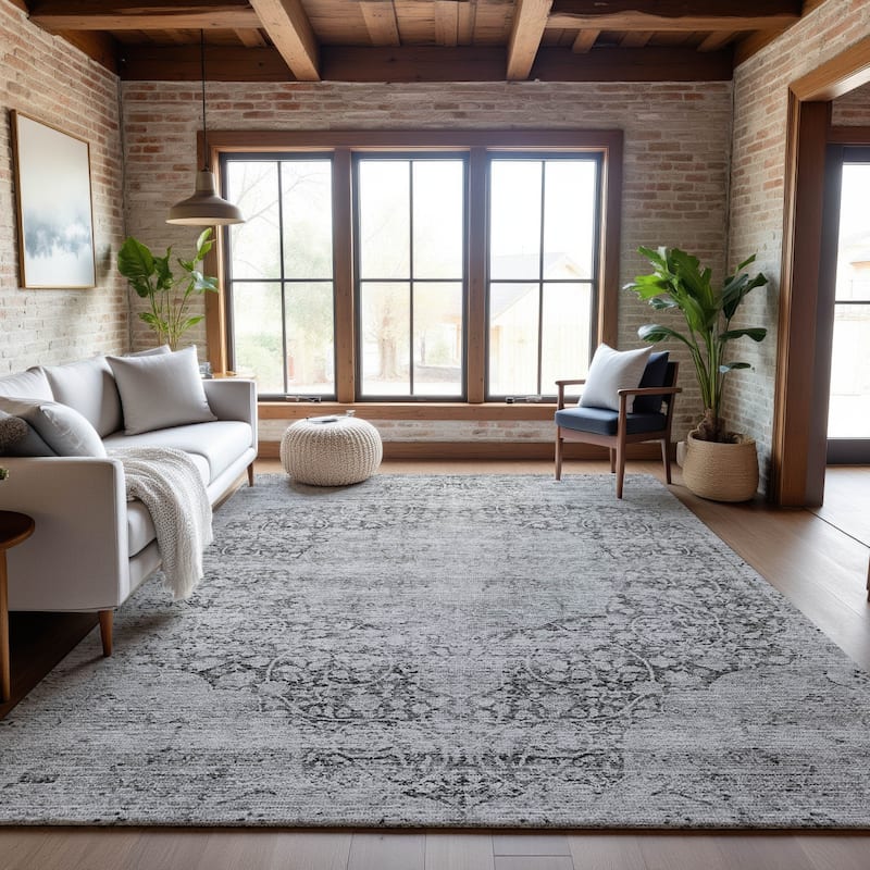 Premium Washable Super Soft Vintage Persian Mayfield Rug - Gray - 8' x 10'