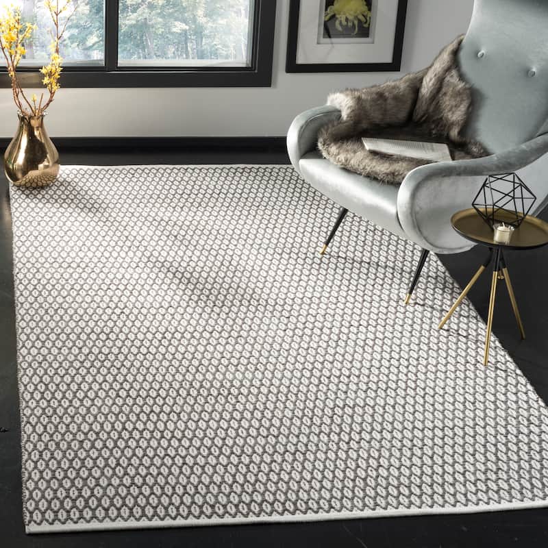 SAFAVIEH Handmade Flatweave Montauk Cassidy Casual Cotton Rug - 6' x 9' - Charcoal/Ivory