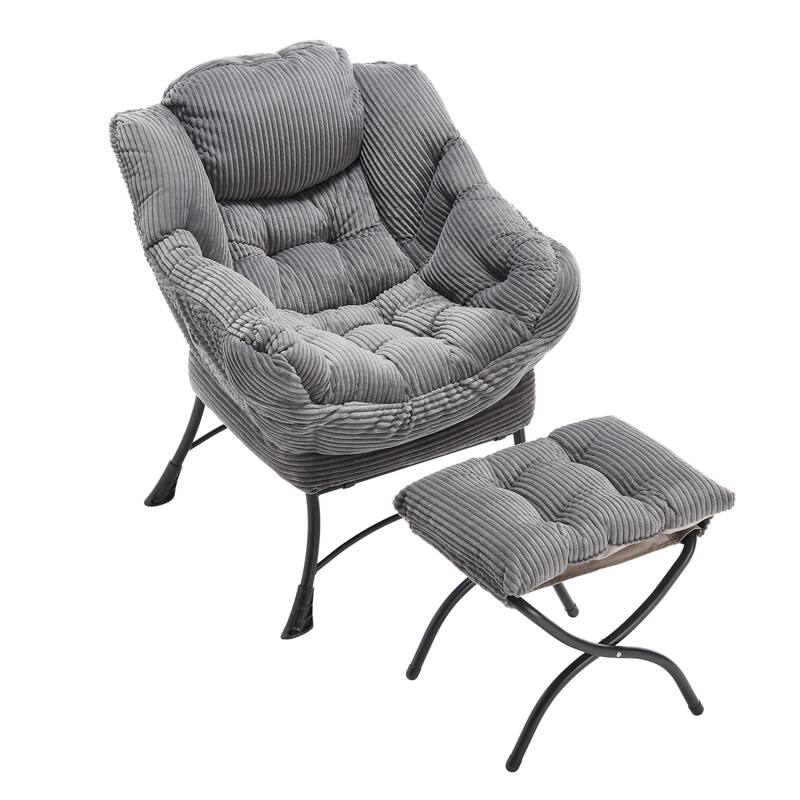 Modern Lounge Accent Chair with Armrests and a Side Pocket - Gray