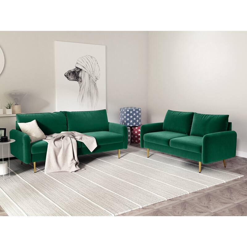 Velvet 2 Piece Loveseat and Sofa Living Room Set