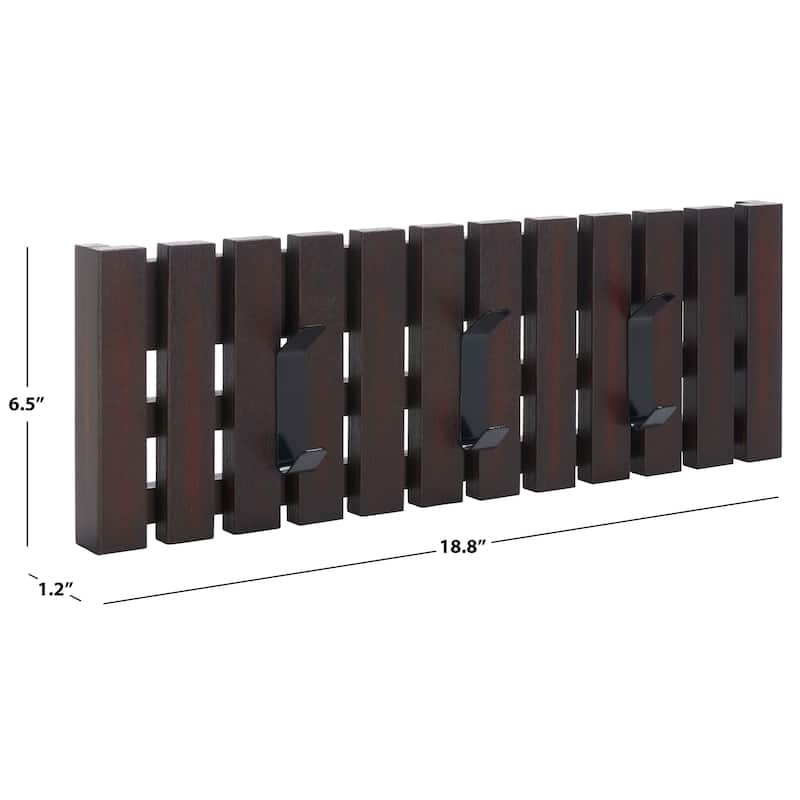 SAFAVIEH Cato 3-Hook Wall Mounted Coat Rack - 19"W x 1"D x 7"H