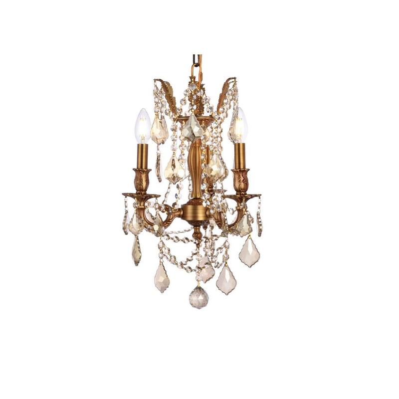 Somette Lugano 3-light Royal Cut Gold Crystal and French Gold Chandelier