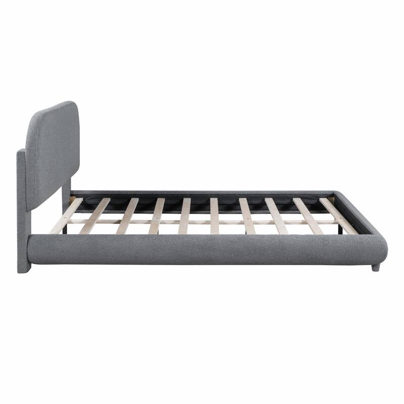 Teddy Fleece Upholstered Platform Bed with Stylish Curve-shaped Design