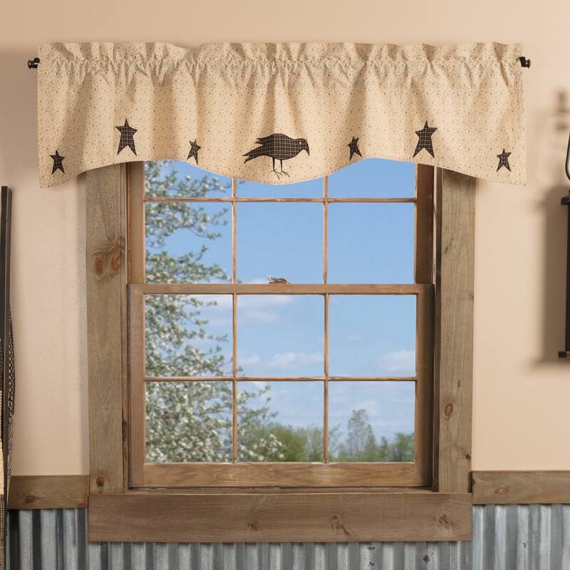 Kettle Grove Applique Crow and Star Valance 16x60 - Valance 16x60