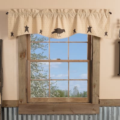 Kettle Grove Applique Crow and Star Valance 16x60 - Valance 16x60