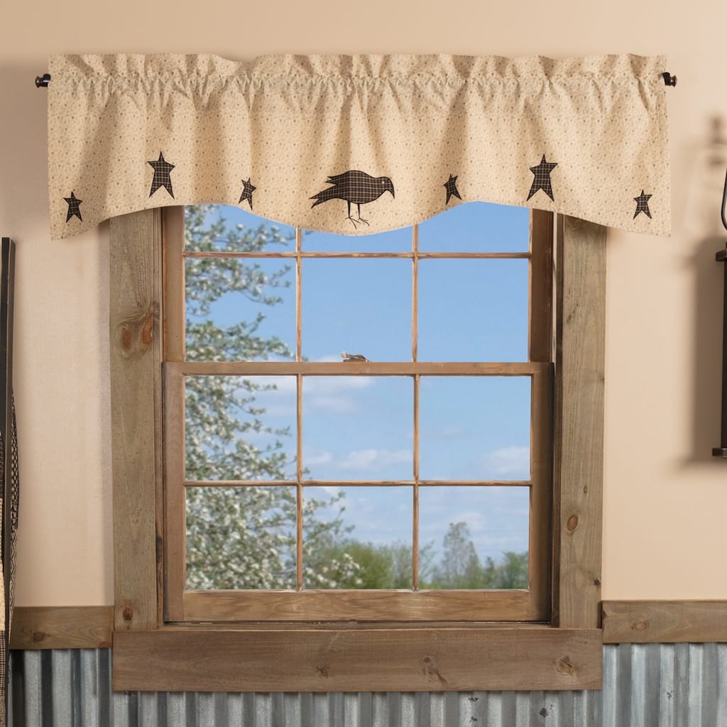 Kettle Grove Applique Crow and Star Valance 16x60 - Valance 16x60
