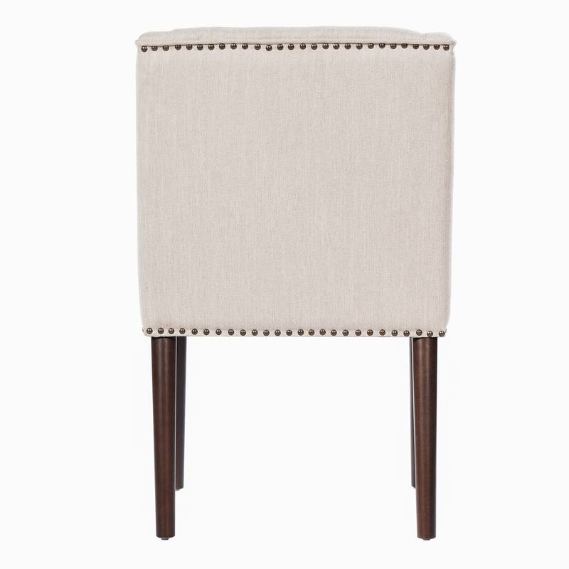 Christopher Knight Home - Light Luxury Upholstered Dining Chair with Rivet Trim & Rubber Wood Legs