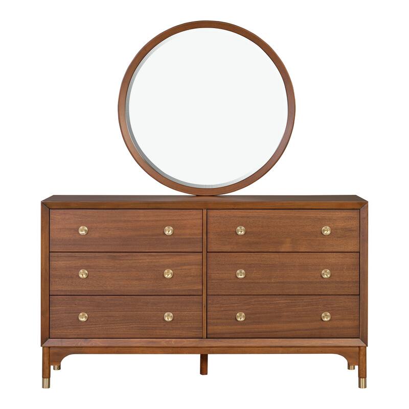 Furniture of America Forma Mid-Century Modern 5-Piece Walnut Solid Wood Platform Bedroom Set