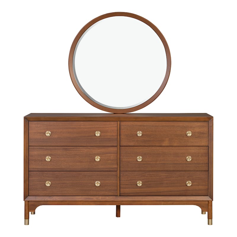 Furniture of America Forma Mid-Century Modern 6-Piece Walnut Solid Wood Platform Bedroom Set