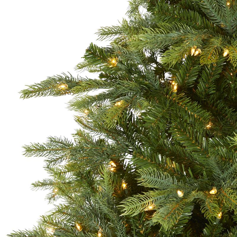 8’ Pre-Lit North Carolina Spruce Artificial Christmas Tree, Clear LED Lights - 8 Foot