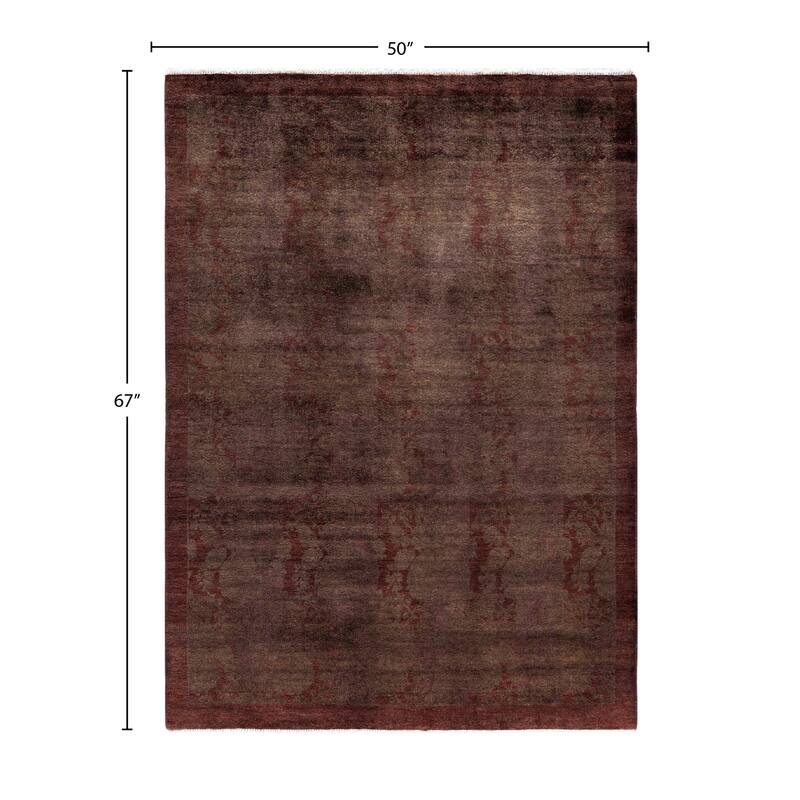 Overdyed One-of-a-Kind Hand-Knotted Area Rug - Brown - 4' 2" x 5' 7"
