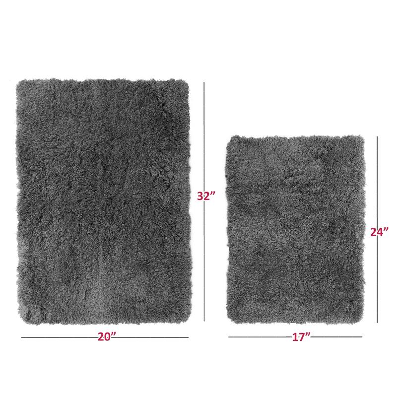 Porch & Den Lorena Shaggy/ Non-slip Rubber Backed Bath Rug Set