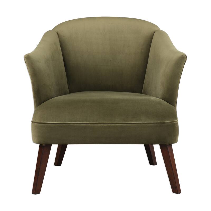 Uttermost Conroy 30 1/2 Inch Wide Wood Frame Accent Chair with Fabric - Olive Velvet