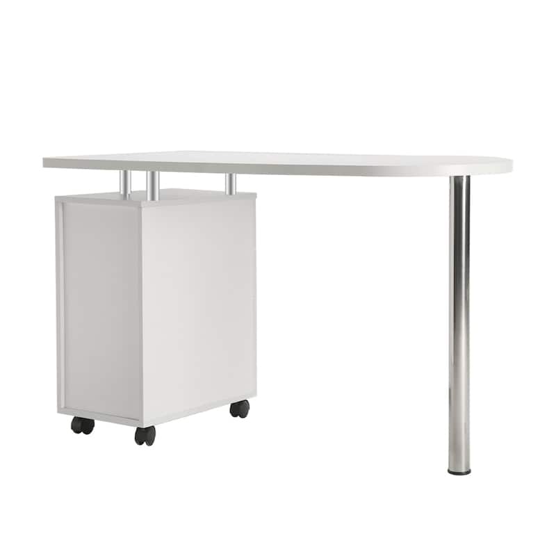Manicure Nail Table Computer Desk with 2 Drawer White