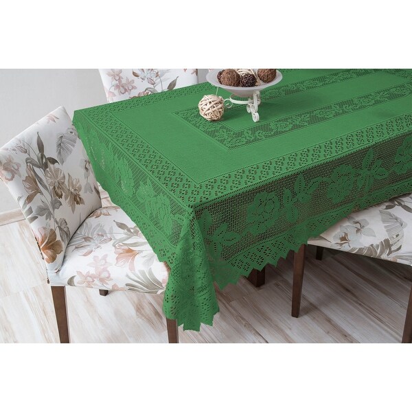 Tablecloth Grega Design Brazilian Lace 59x86 Inches Green Color 100 Percent Polyester