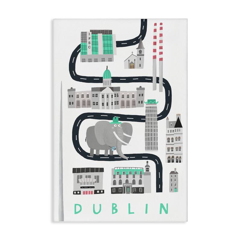 Stupell Dublin Whimsical Travel City Canvas Wall Art Design By Carla Daly - 16 x 24