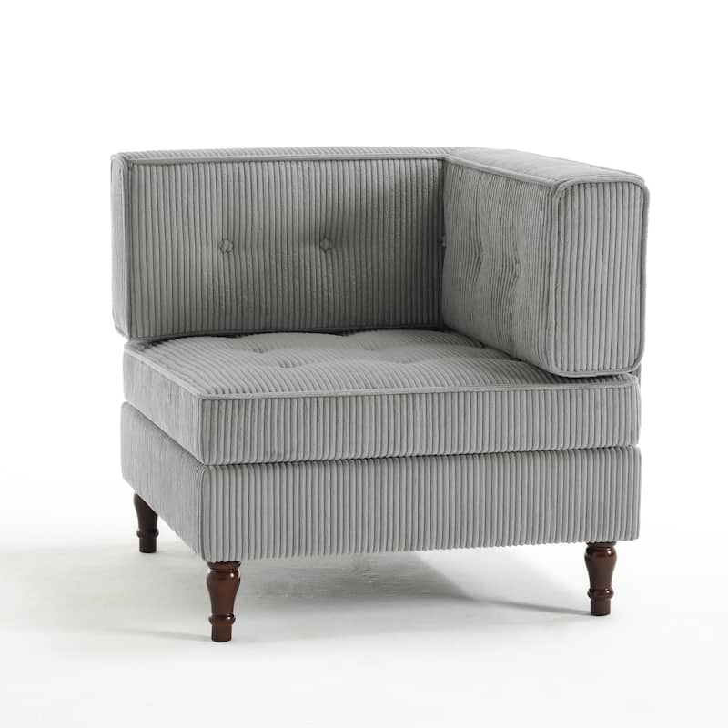 32.57" W Upholstered Corduroy Corner Accent Chair