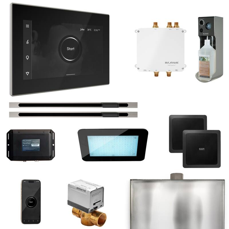 Mr Steam BLS1-XL Bliss Max Linear Package Steam Shower Control Package - Black / Brushed Nickel