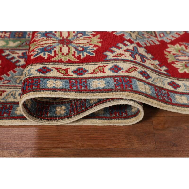 Kazak Oriental Area Rug Hand-Knotted Geometric Bedroom Wool Carpet - 4'10" x 7'1"