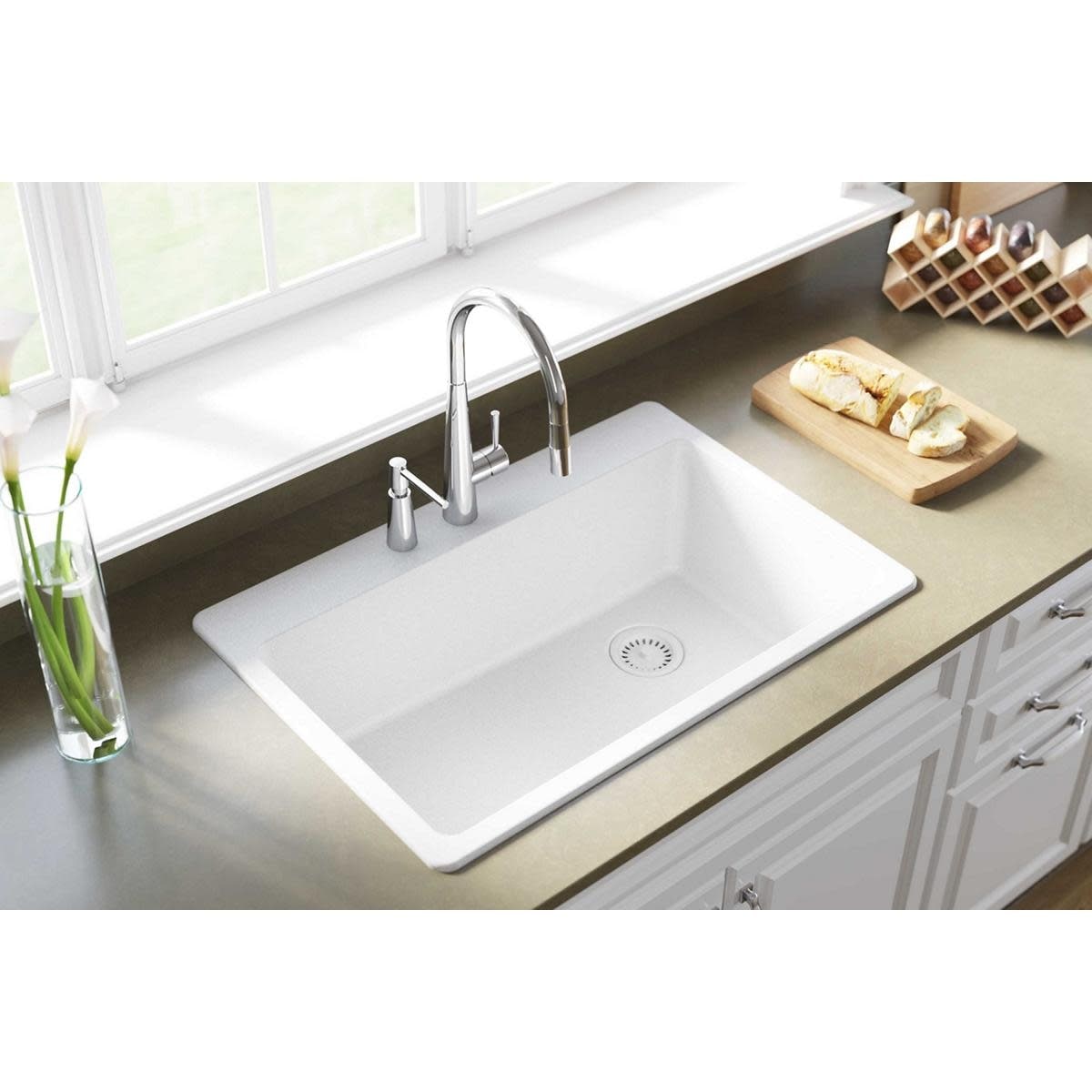 Elkay Elg2522 Gourmet 25 Single Basin Granite Composite Kitchen Sink For Drop Bathroom Sinks Sinks