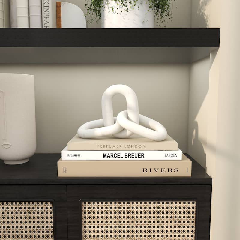 Luxe White Marble Geometric 2 or 3 Link Chain Sculpture