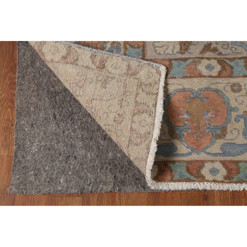 Distressed Floral Tabriz Persian Vintage Area Rug Handmade Wool Carpet - 9'4"x 12'10"