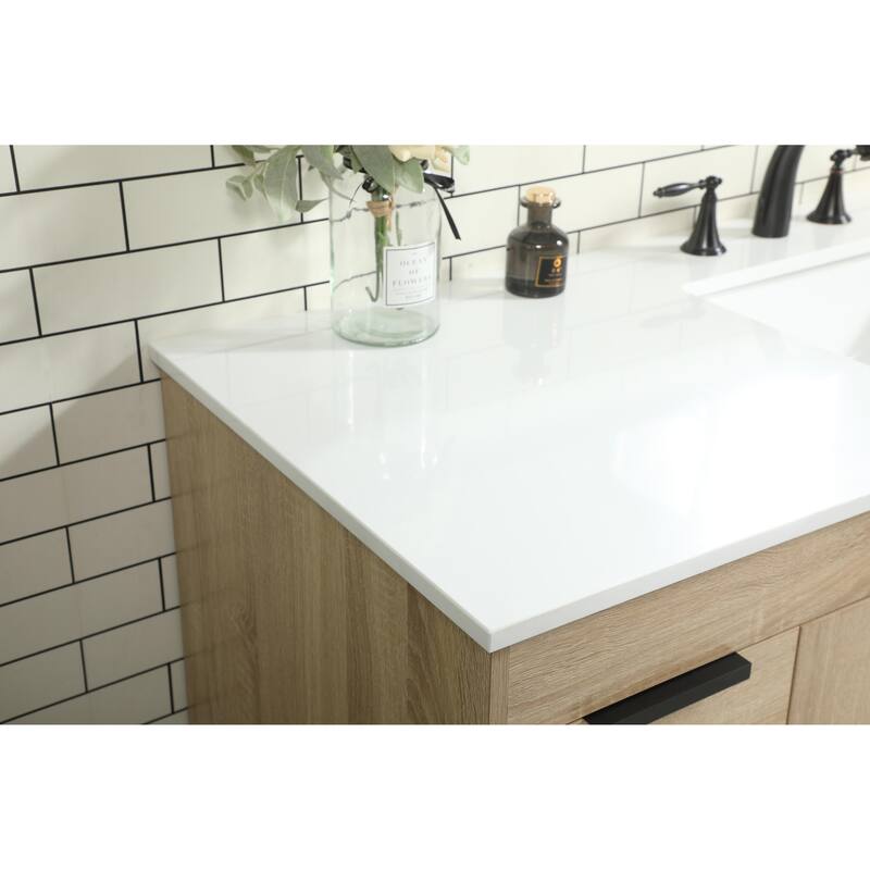 Icon 48 - 60 Inch Single Bathroom Vanity with Ivory White Engineered Marble