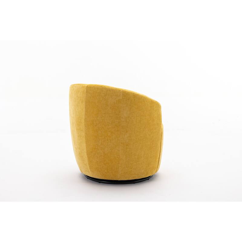 Yellow Chenille 25.6" Swivel Barrel Chair with Black Coating