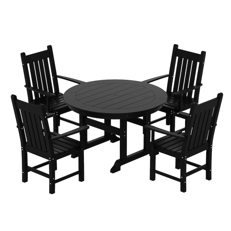 Laguna Hdpe All Weather Outdoor Patio Dining Set with Round Table, Armchairs (5-Piece Set)