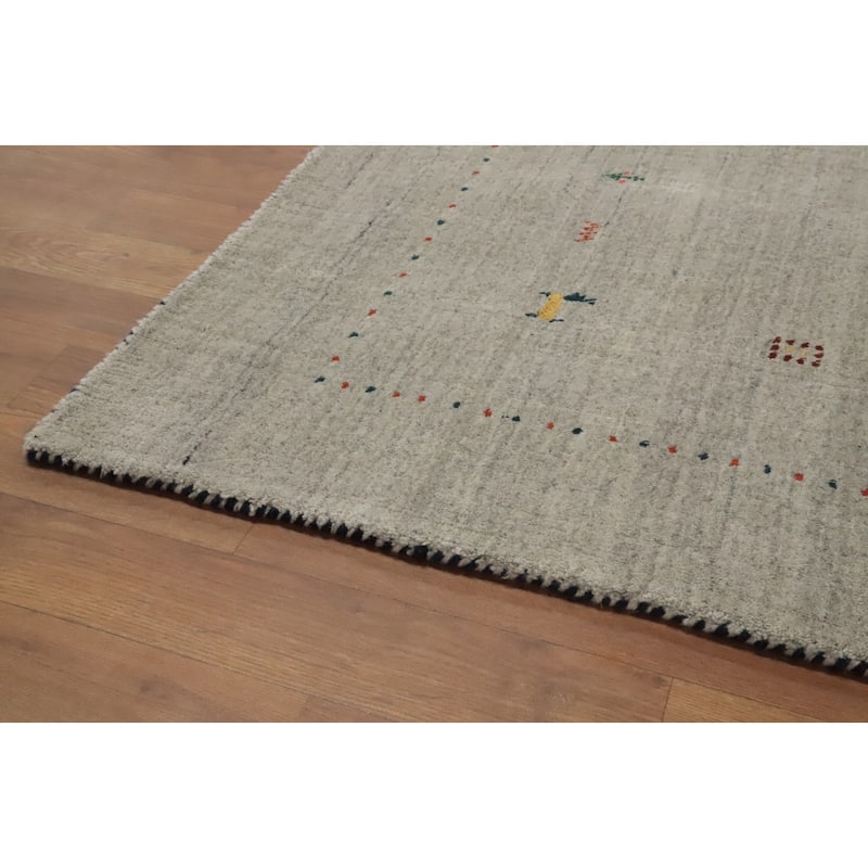 Hand Knotted Oriental 100% Wool Carpet Tribal Animal Pictorial Beige & Ivories Gabbeh Area Rug - 7' 9'' X 5' 0''