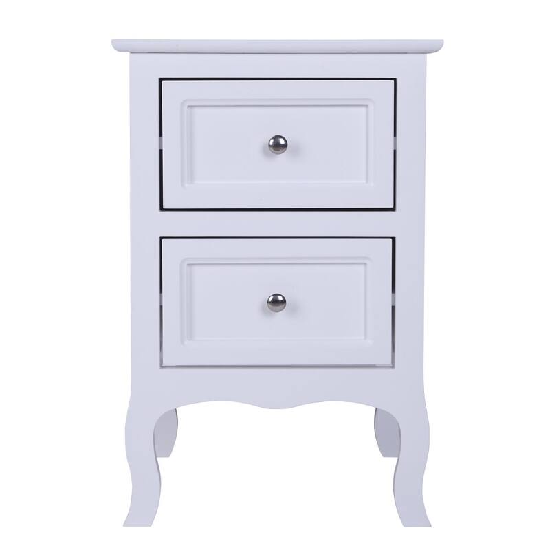 2pcs White NightStands With 2 Drawers