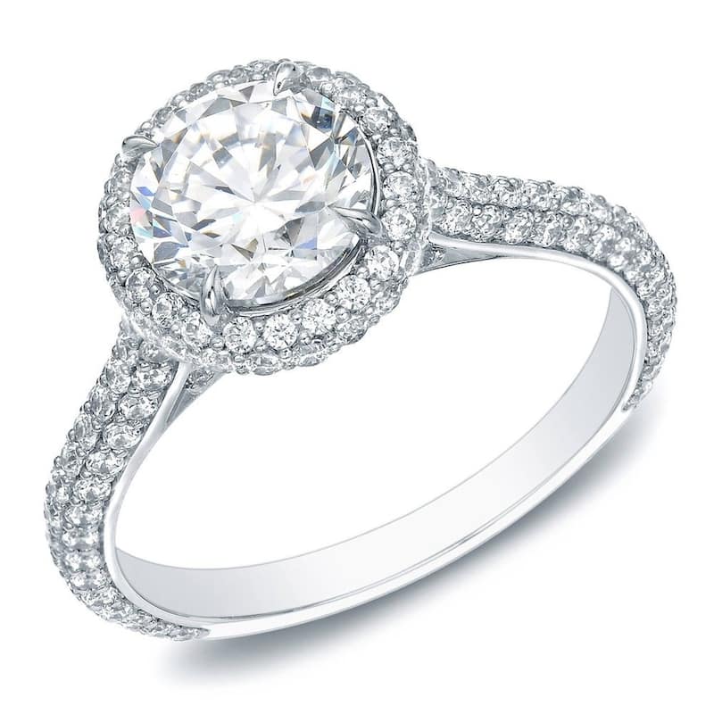 Auriya 14k Gold 2ctw Halo Diamond Engagement Ring Certified - White - 4