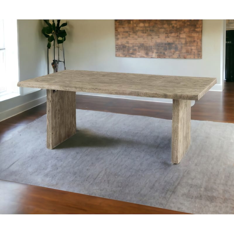 80" Gray Solid Wood Sled Base Dining Table - Gray
