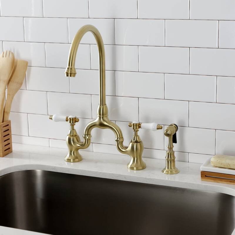 Kingston Brass KS779.BPLBS Bel-Air 1.8 GPM Bridge Kitchen Faucet