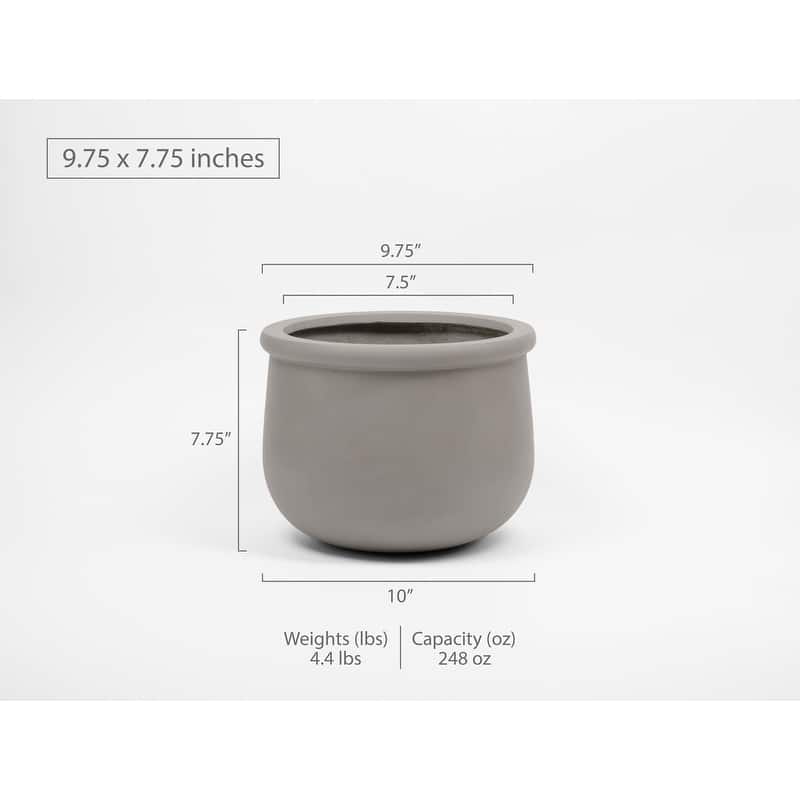 Indoor/Outdoor Large 1-piece Nordic Minimalist Fiberstone Lightweight Round Planter Pot - 16, 10 inch Matte Finish