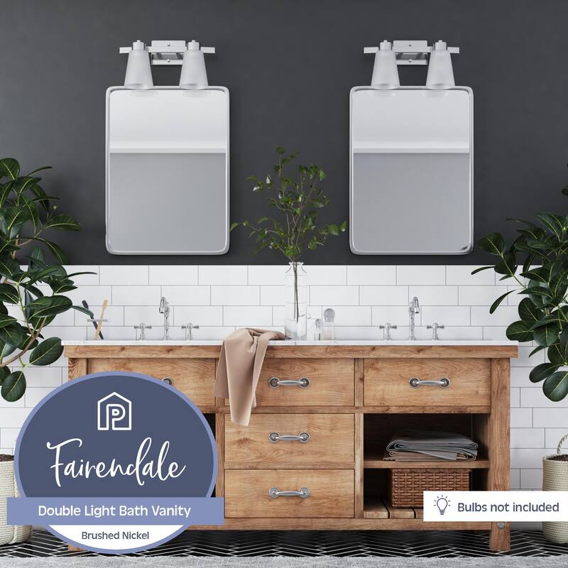 Prominence Home Fairendale Traditional Farmhouse Bathroom Vanity Light, Brushed Nickel - Brushed Nickel