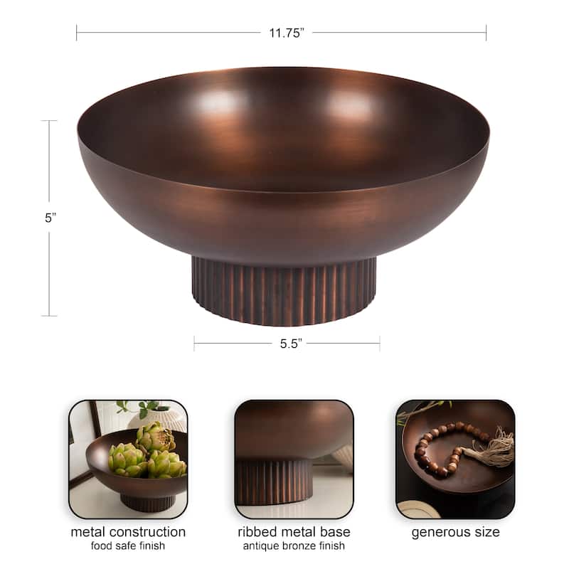 Kate and Laurel Rooks Ribbed Metal Bowl