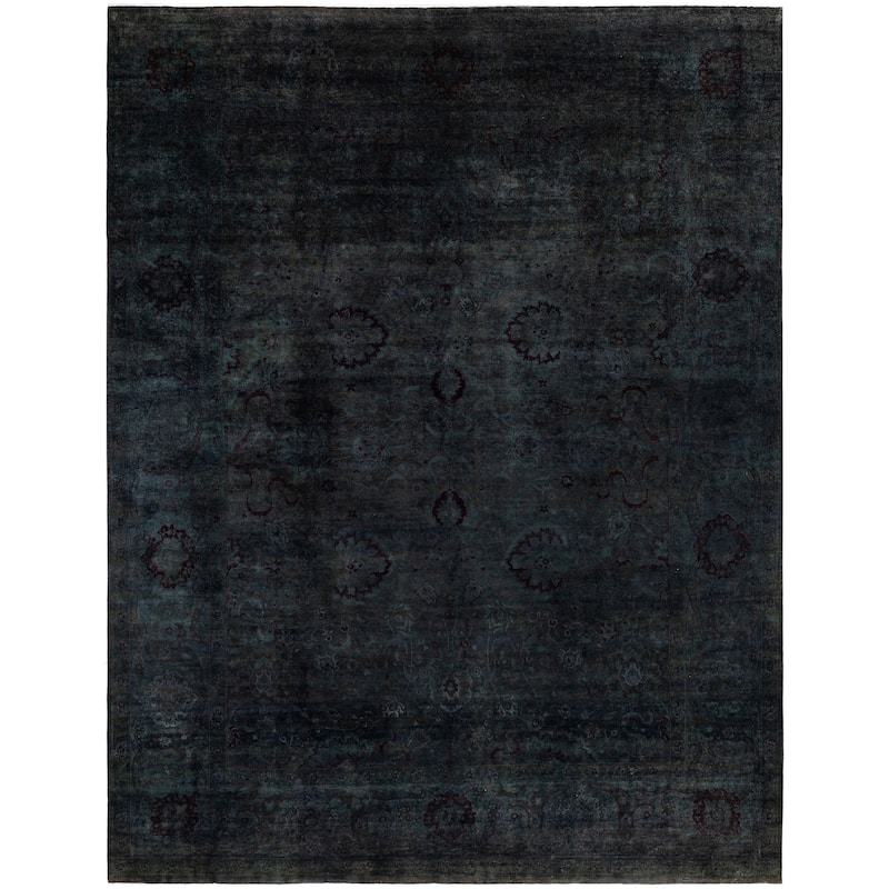 Overdyed One-of-a-Kind Hand-Knotted Area Rug - Gray - 12' 2" x 15' 2"