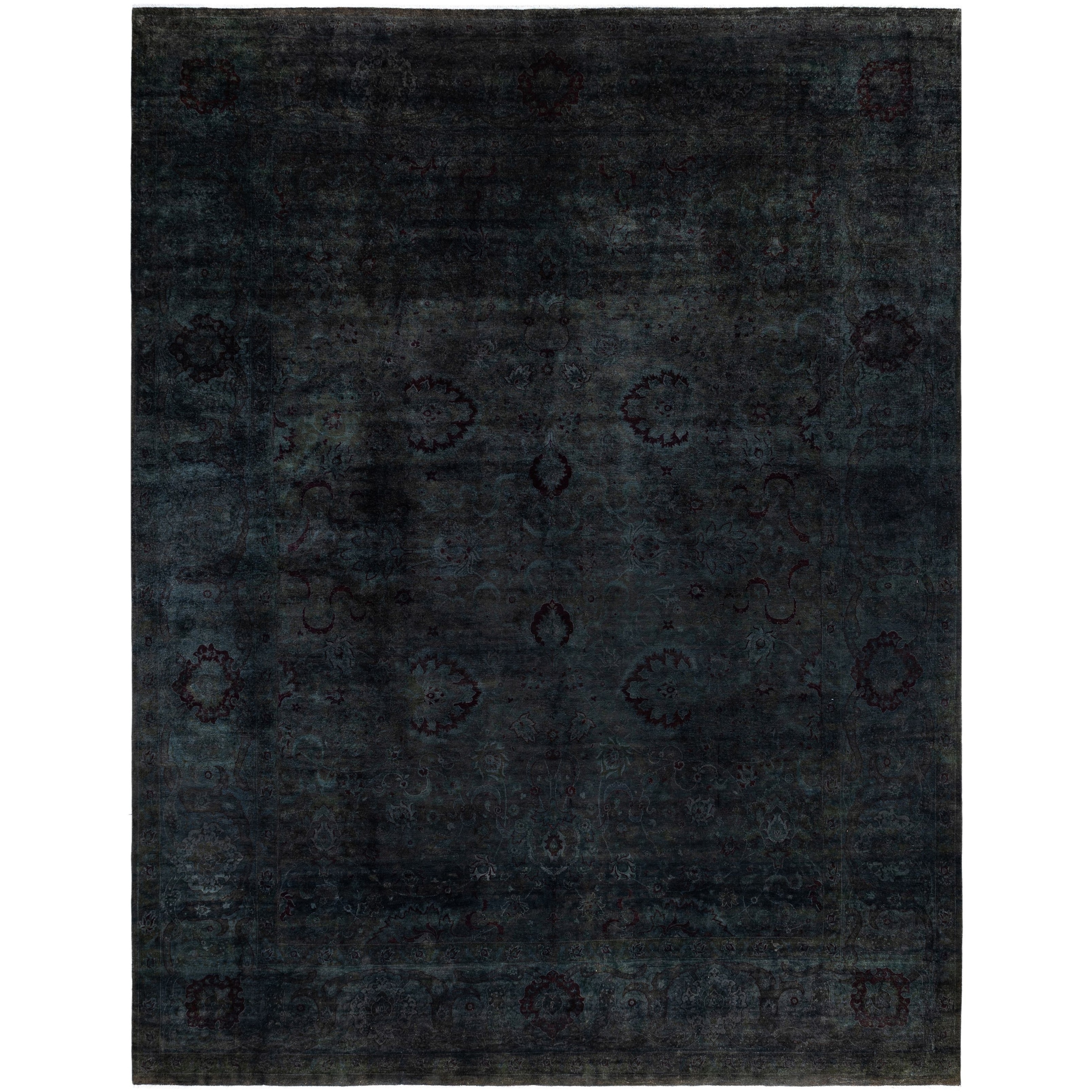 Overdyed One-of-a-Kind Hand-Knotted Area Rug - Gray - 12' 2" x 15' 2"