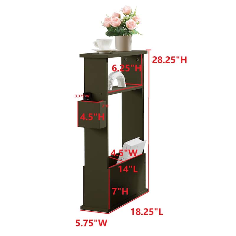 Zeke Modern Wood Magazine Side Table with Storage Rack