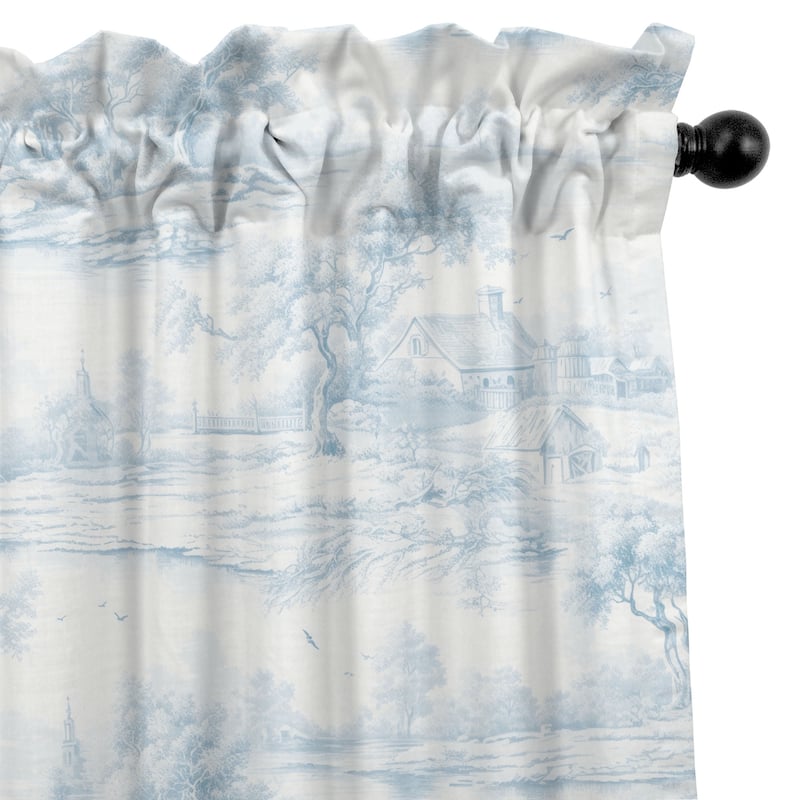 6ix Tailors Rustic Cabin Toile Cornflower Pole Top Drapery Panels Set of 2