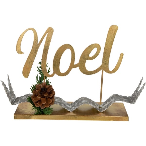 slide 2 of 6, 11" Pine and Pine Cone "NOEL" Tabletop Christmas Decor