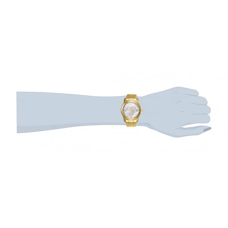 Invicta Women'S 'Angel' White Pearlescent Dial Goldplated Watch