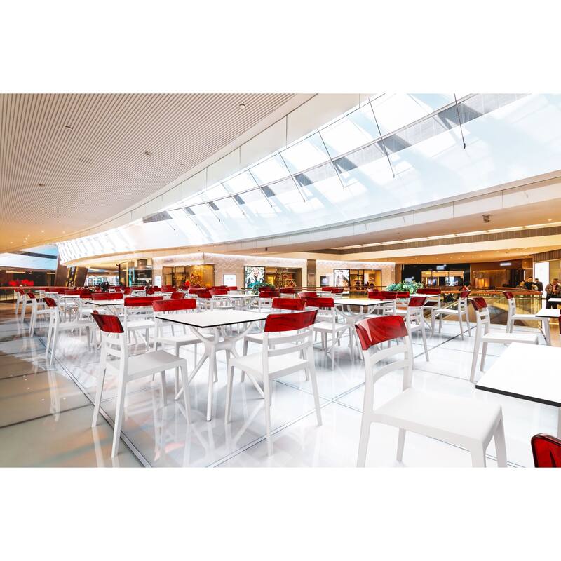 31.5" White Square Laminated Top Outdoor Patio Dining Table