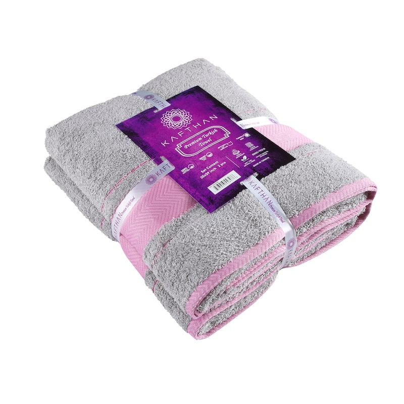 KAFTHAN Textile Fishbone Turkish Cotton Bath Towels (Set of 2) - 59"L x 35"W x 0.5"H