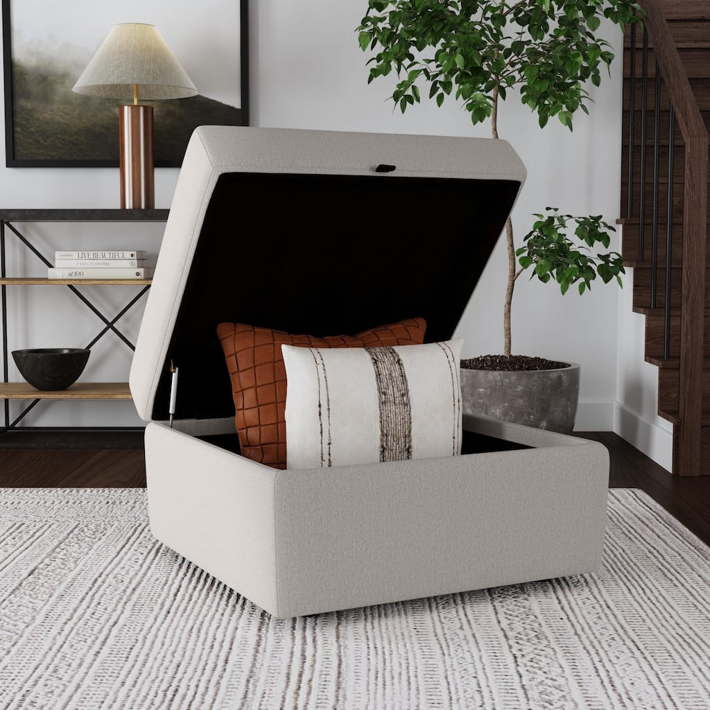 Flex Taupe Fabric Ottoman with Storage