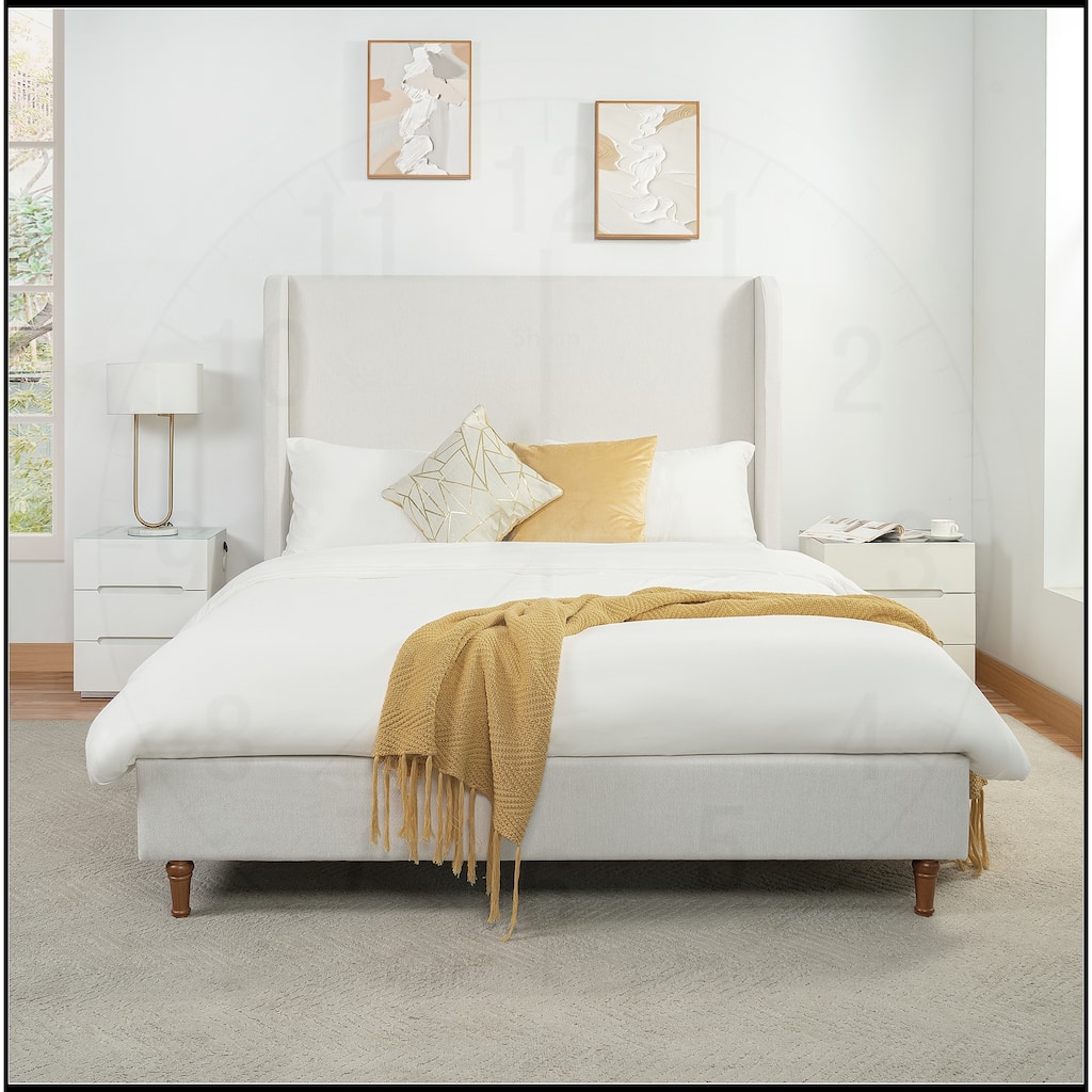 Premium Chenille Minimalist Designs Upholstered Platform Bed