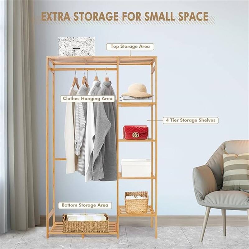 Clothing Rack with 6 Tier Storage Shelf - 11.8"D x 34.3"W x 56.9"H